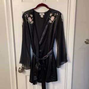 Josie Vintage Black Robe w/ Sheer Bell Sleeves